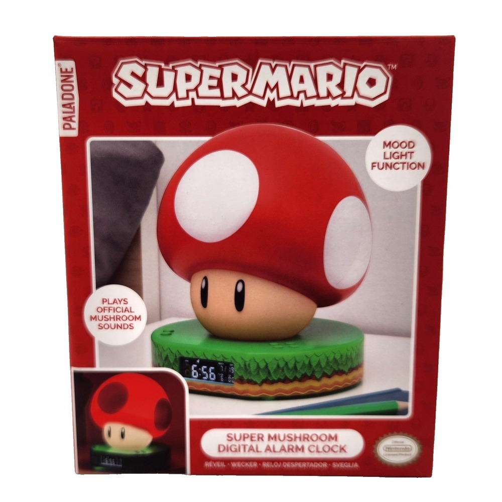 Super Mario Digital Alarm Clock - Super Mushroom Mood Light Function Nintendo